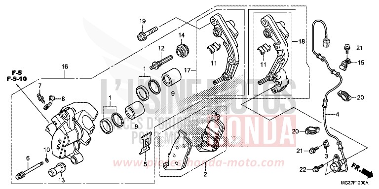 FRONT BRAKE CALIPER for CB500X ABS CANDY RUBY RED (R4) from 2014